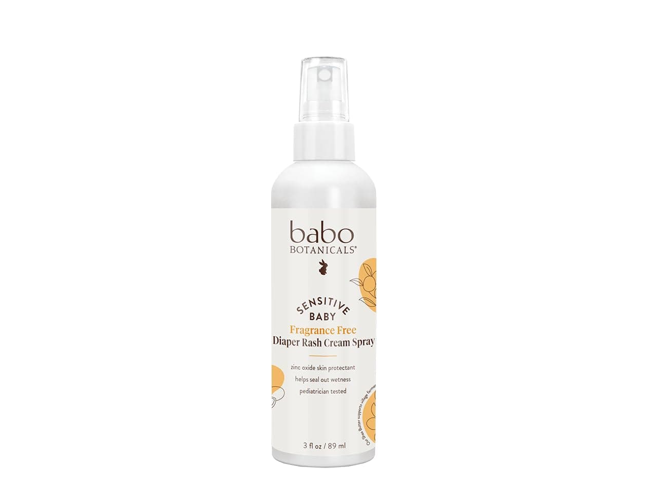 Babo Botanicals Sensitive Baby FragranceFree Diaper Rash Cream Spray No touch messfree application 149 Zinc Oxide Shea Butter Olive Oil Aloe Vera For Babies 3floz