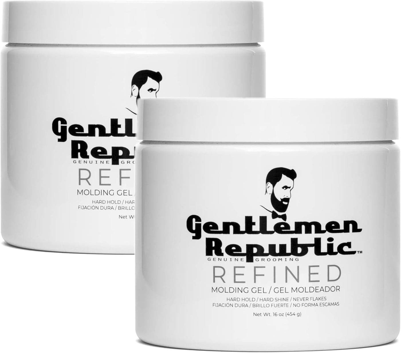 Gentlemen Republic Refined Hair Gel for Men 16oz Professional Formula for 24 Hr Shine and Strong Hold Humidity Resistant Styling Gel for hair 100 AlcoholFree and Never Flakes Made in USA 2pk