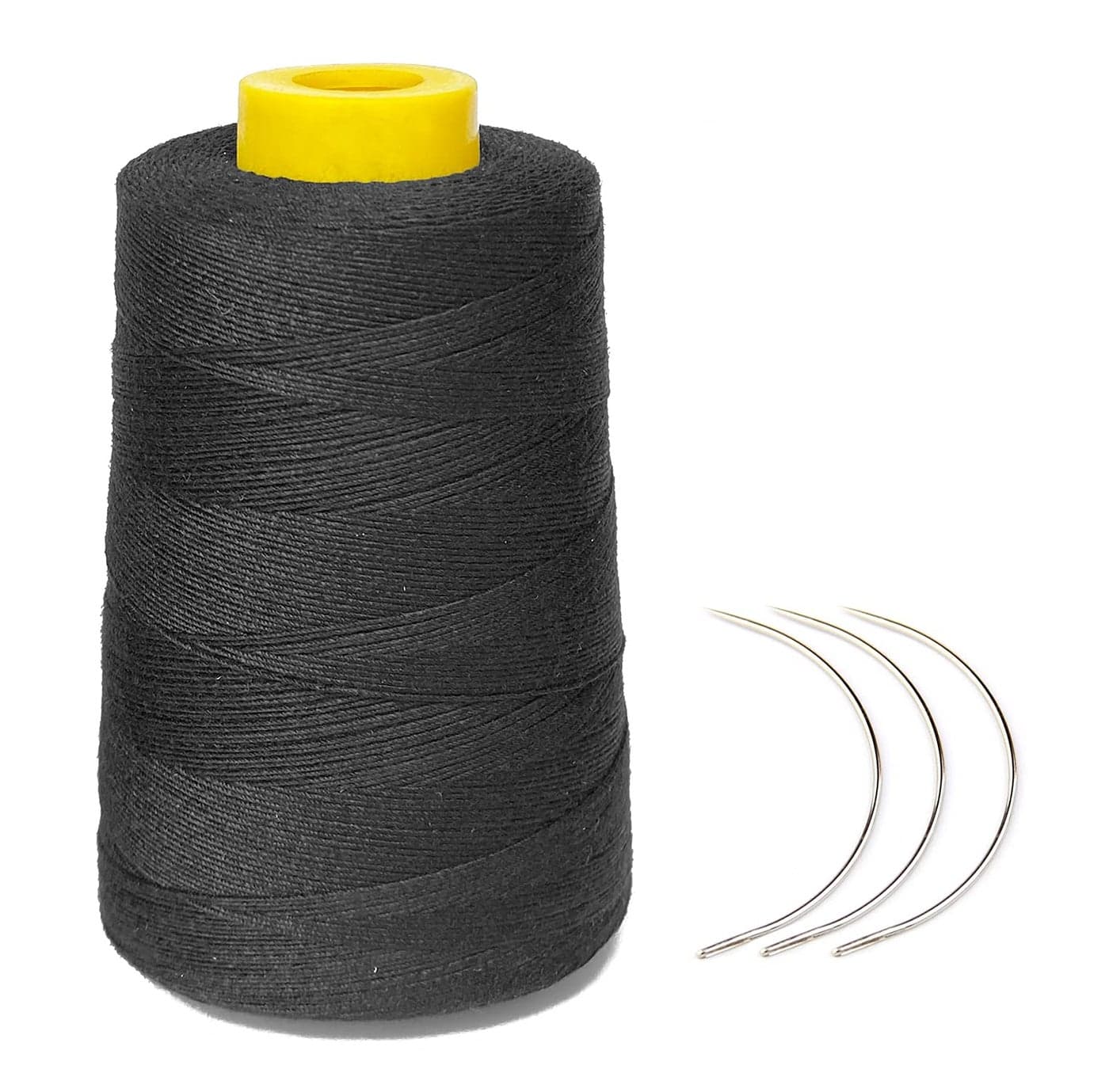 Young Hair Thick Human Hair Sewing Thread with 3pcs Curl Needles Wig Making Thread 1000 Yards Black