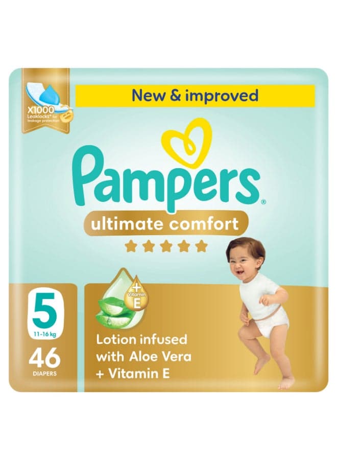 Ultimate Comfort Taped Diapers, Size 5, 11-16kg, Mega Pack, 46 Count