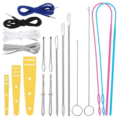 Fedmut Drawstring Threader Tool Set 18PCS with Loop Turner Bodkin Sewing Tool Elastic Threader and Hoodie String Drawstring for Jacket Pants Sportswear and Hat Threading
