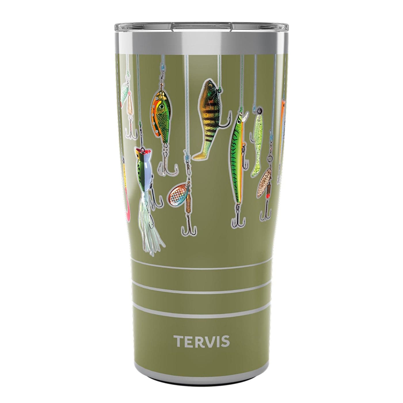 Tervis Traveler Fishing Lures Triple Walled Insulated Tumbler Travel Cup Keeps Drinks Cold Hot 20oz Stainless Steel