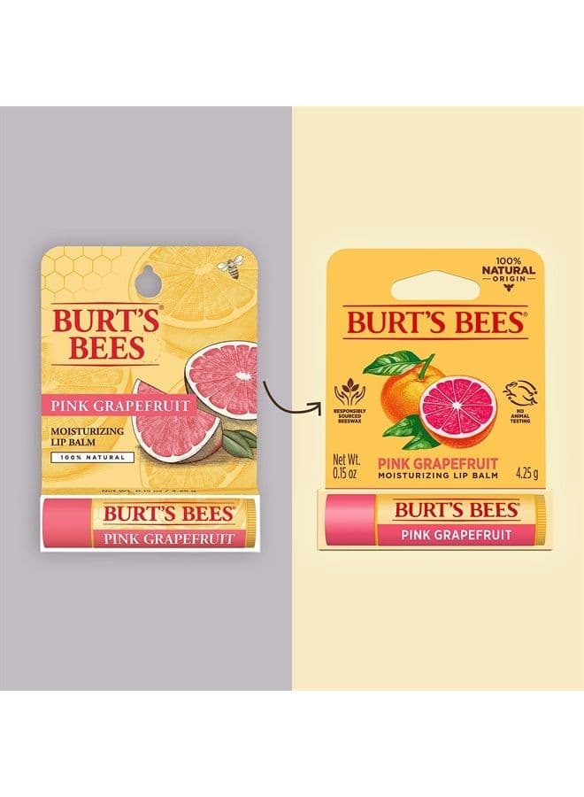 100% Natural Origin Moisturizing Lip Balm, Pink Grapefruit with Beeswax & Fruit Extracts, 1 Tube