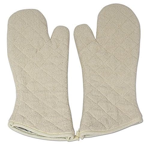 Nouvelle Legende Quilted Cotton Terry Oven Mitts for Baking, BBQ, and Cooking Protection, Heat-Resistant Gloves for Kitchen and Grill, Comfortable Grip, Machine Washable, Reusable, 17-Inch, 1 Pair