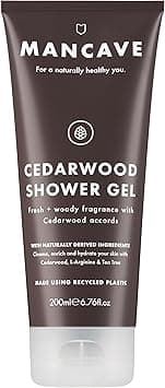 ManCave Cedarwood Shower Gel for Men Fresh Woody Aroma with Eucalyptus and Pine Needle Sulphate and Paraben Free Natural Vegan Cruelty Free 200 ml