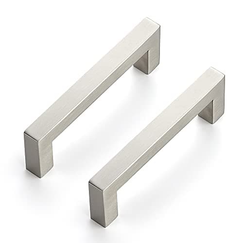 Ravinte 20 Pack 4 Inch Square Cabinet Handles - Satin Nickel & Brushed Nickel Drawer Pulls - Kitchen Cabinet Hardware