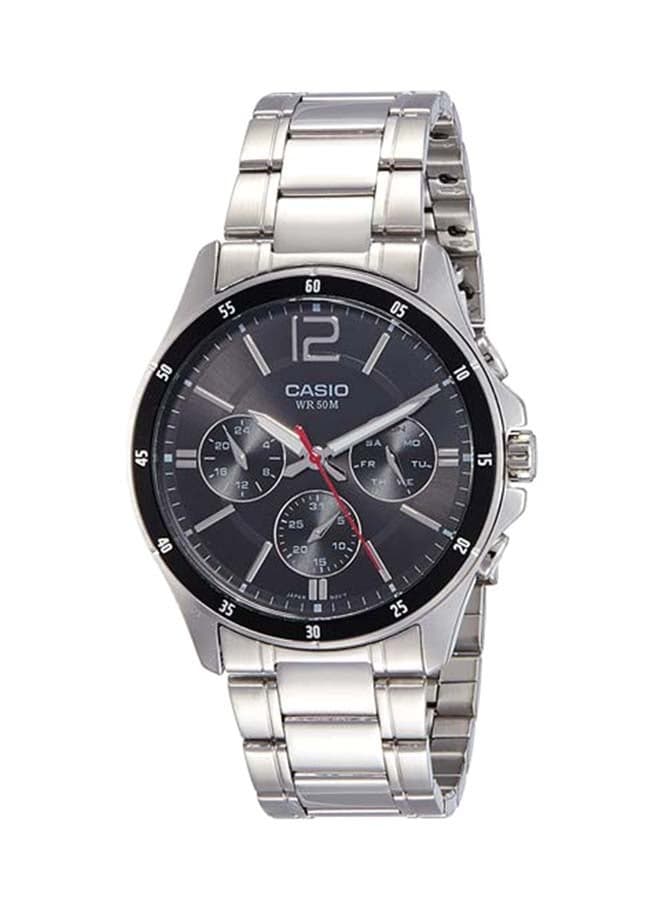 Men Enticer Water Resistant Stainless Steel Analog Watch MTP1374D - 44 mm - Silver