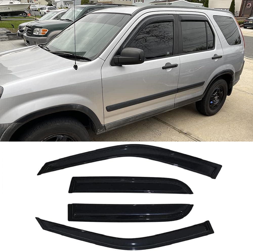 Deebior 4pcs Side Window Visors for 2002-2006 Honda CR-V - Dark Smoke Tint