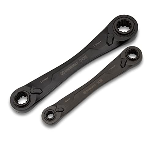 Crescent 2 Piece X6 4in1 Black Oxide Spline Ratcheting Metric Wrench Set CX6DBM2