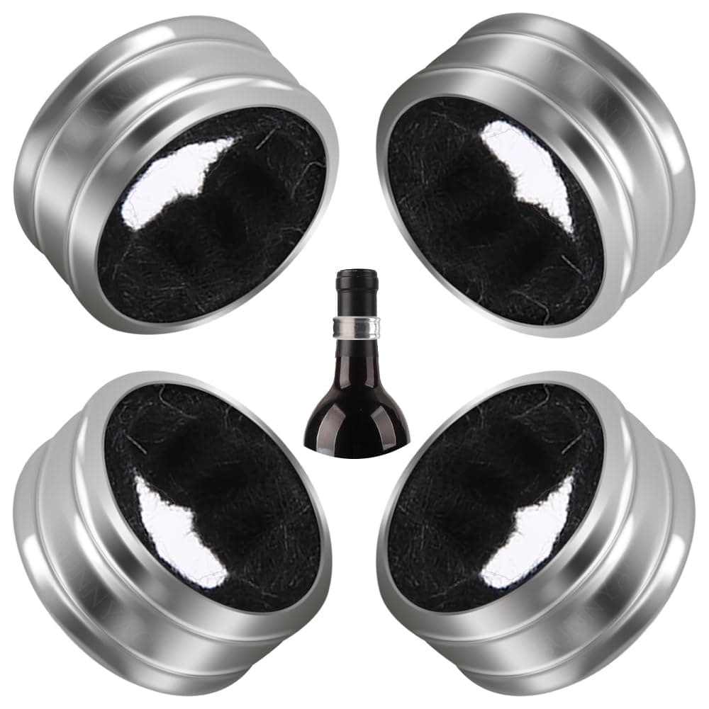 Kitwinney Stainless Steel Wine Bottle Collars Classy Wine Collar Drip Rings 4 Pack Simple and Durable Wine Drop Stoppers with Velvet Felts Small Handy Gadgets for Kitchen and Bar