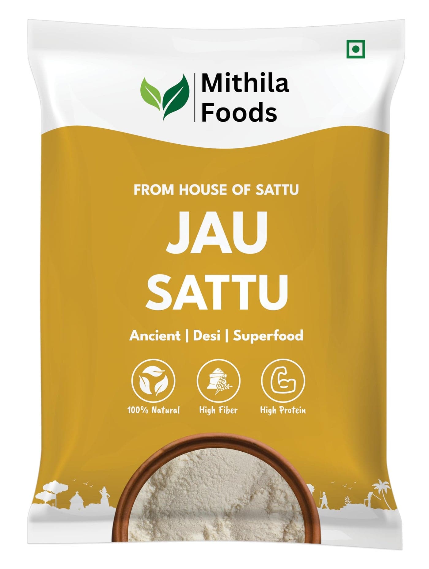 MITHILA FOODS 500g Jau Sattu | High-Fiber Barley Sattu | Protein-Rich Energy Drink | Low GI Superfood | Roasted & Pure | Natural & Wholesome | Authentic Traditional Cultural Flavor from Bihar