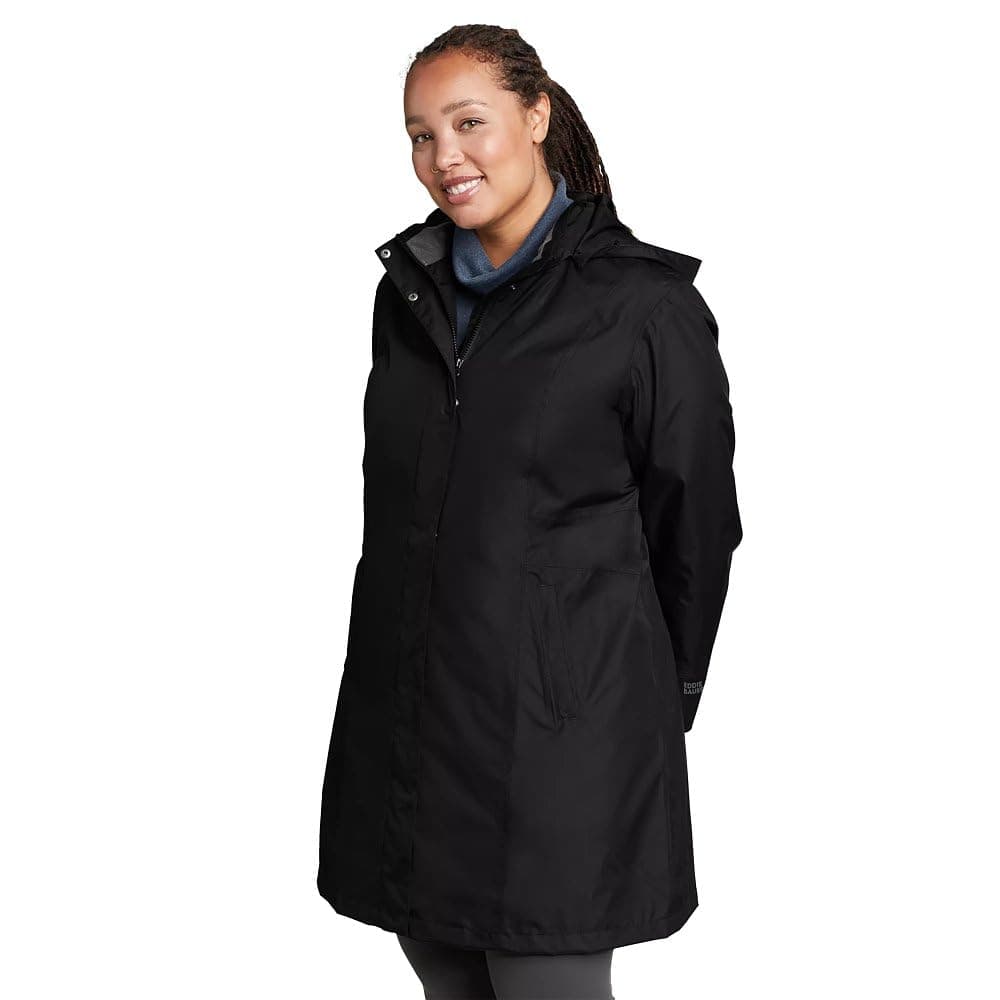 Eddie Bauer Womens Girl on the Go Trench Coat Black Small