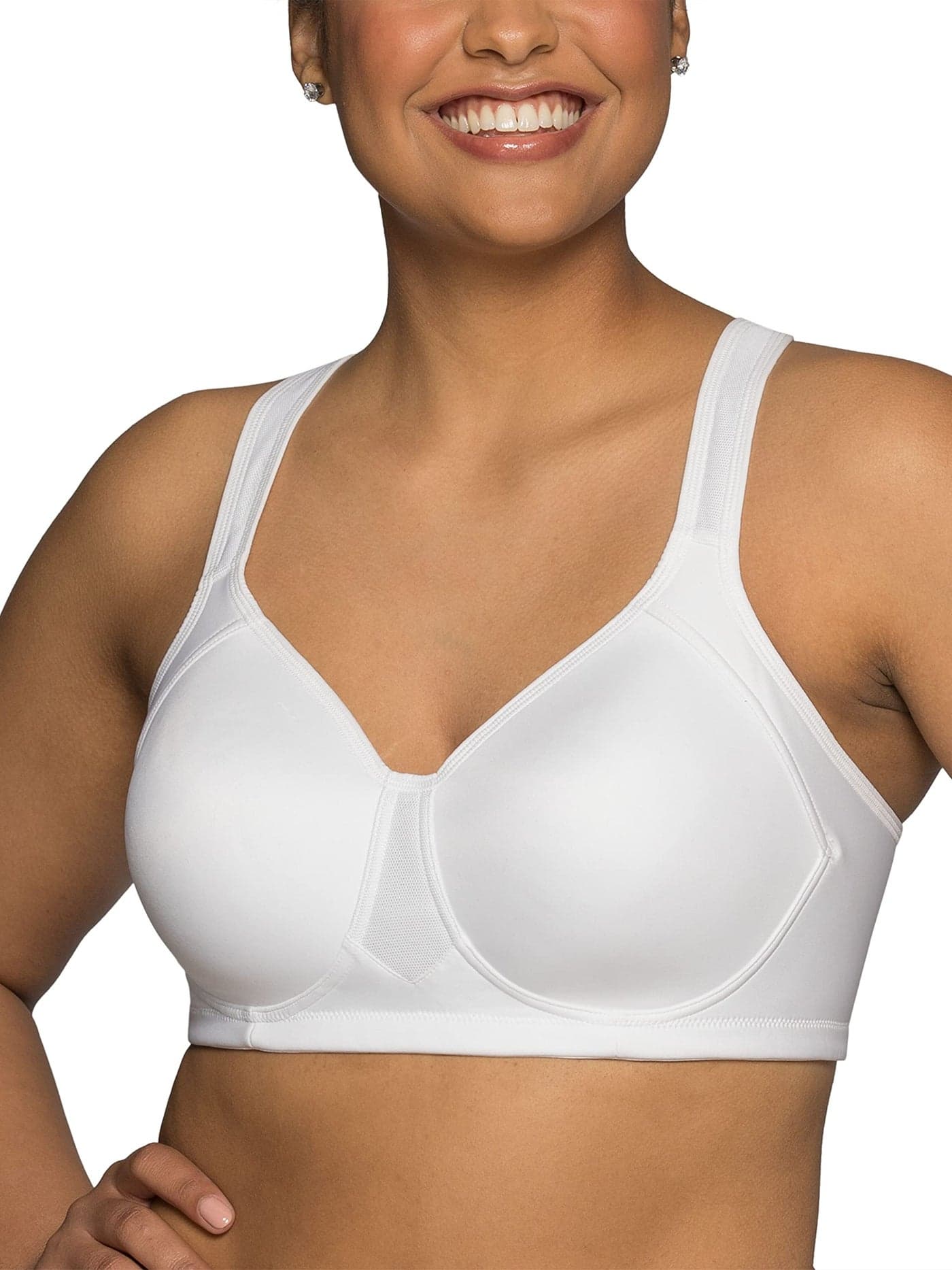 Vanity Fair womens Wireless Medium Impact Plus Size Padded Sports (36c-44ddd) Bra, Wireless - White, 44C US