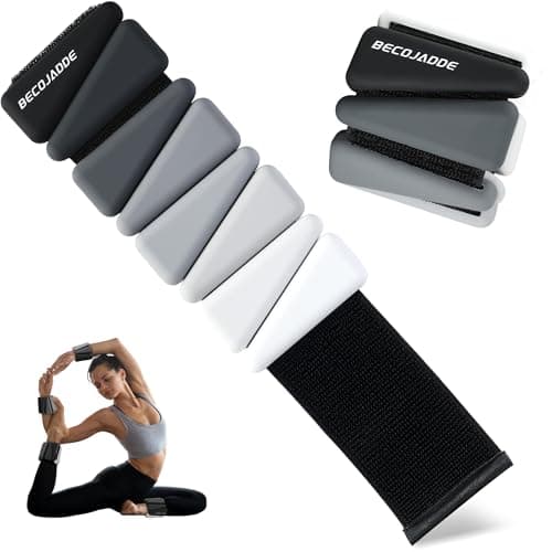 BECOJADDE Ankle Weights for Women Wrist Weights Set of 2 (1 lb Each) Adjustable Arm Leg Weight for Womens Men Suitable for Walking Swimming Running Pilates Yoga Gym, Gradient Black