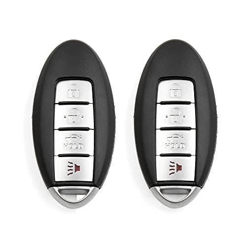 X AUTOHAUX 2pcs 4 Buttons Uncut Insert Key Fob Remote Control Key Case Shell for Nissan Altima 2007-2012 Maxima 2010-2014 Replacement KR55WK48903