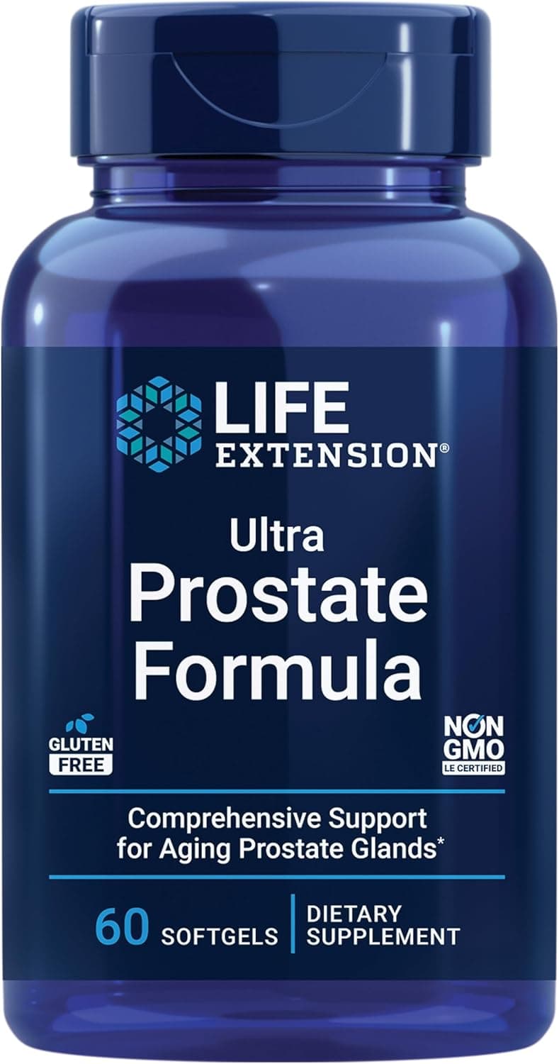 Life Extension Ultra Prostate Formula saw palmetto for men pygeum stinging nettle root lycopene 11 nutrients for prostate function nonGMO glutenfree 60 softgels