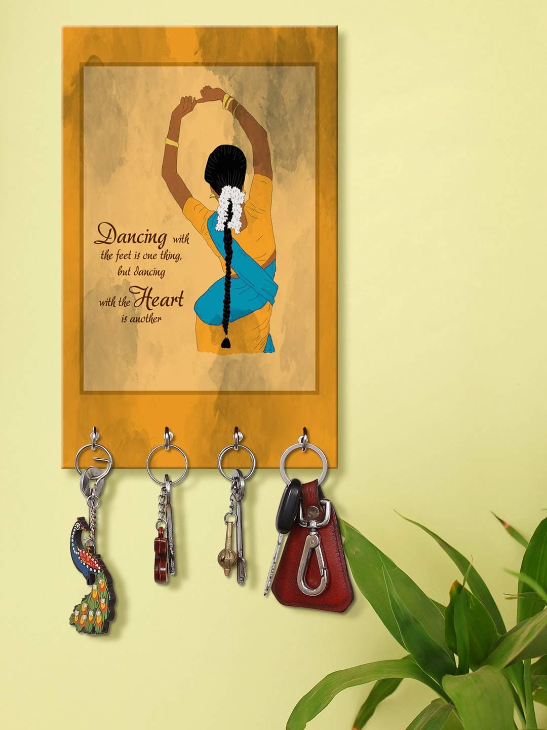 999STORE wall hanger holder wall mount hanger organizer Dancing Lady key stand for wall (MDF_7.5X12 Inch_Multi) KeyholderP002