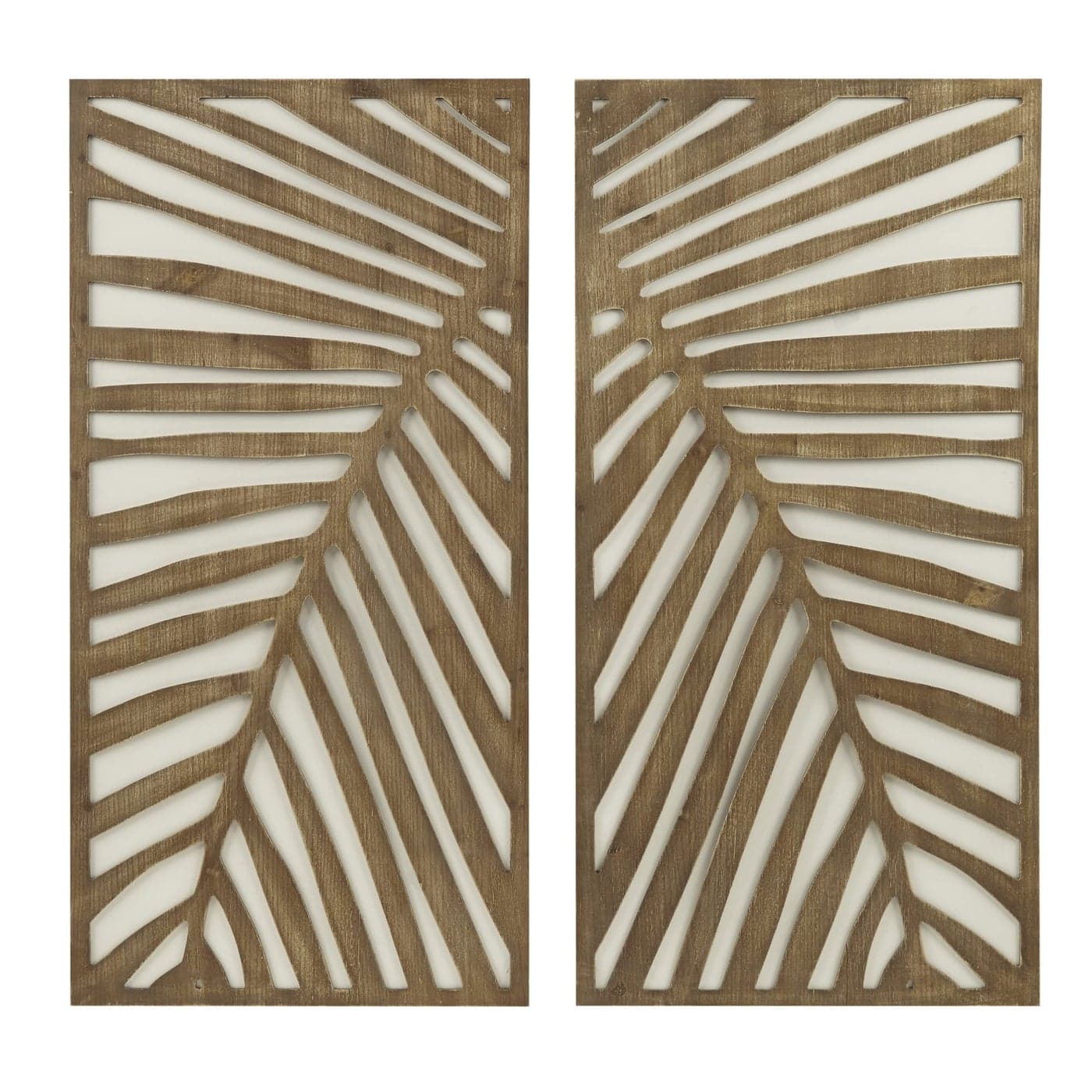 Madison Park Wall Dcor for Living Room Birch Palms Botanical TwoTone Home Accent Modern Kitchen Dining Decoration Ready to Hang 2Piece Wood Panel Set for Bedroom 16 W x 32 H Dark Palm