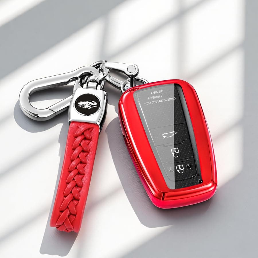 YJWEXXEN Key Fob Cover for Toyota Prius Camry Corolla CHR RAV4 Land Cruiser Highlander Avalon GT86 with Key Chain Soft TPU Key Cover Case Shell 345 Buttons