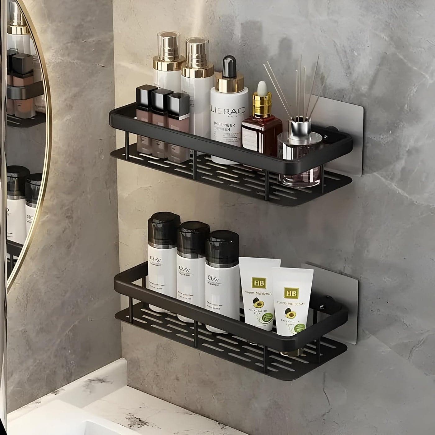 Ekaarav Multipurpose SelfAdhesive Aluminium Bathroom Wall Mounted Storage Organizer Shelf HolderRackBathroom Accessories 1