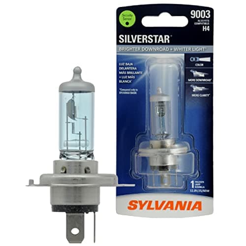 SYLVANIA - 9003 SilverStar - High Performance Halogen Headlight Bulb, High Beam, Low Beam and Fog Replacement Bulb, Brighter Downroad with Whiter Light (Contains 1 Bulb)