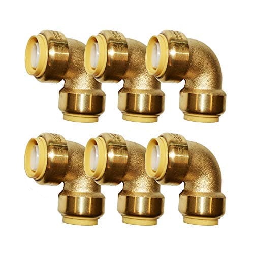 HQMPC Pex Fitting 1/2" Pex Elbow PushFit Elbow 90-Degree Fittings 1/2" 90 Degree Push-to-Connect Plumbing Fittings for Copper, PEX, CPVC (6pcs 1/2")