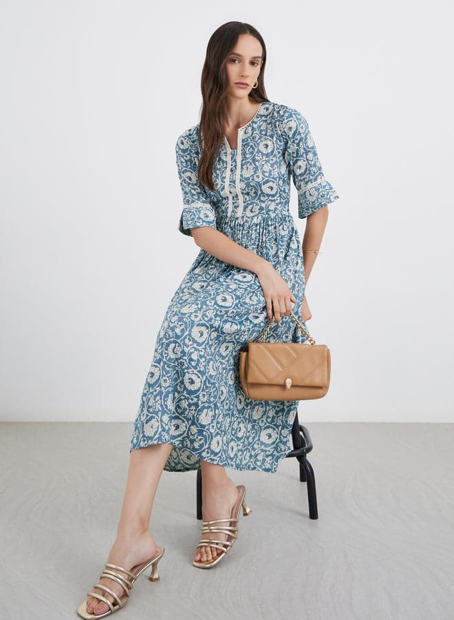 Maxim Creation All Over Print Fit and Flare Midi Dress