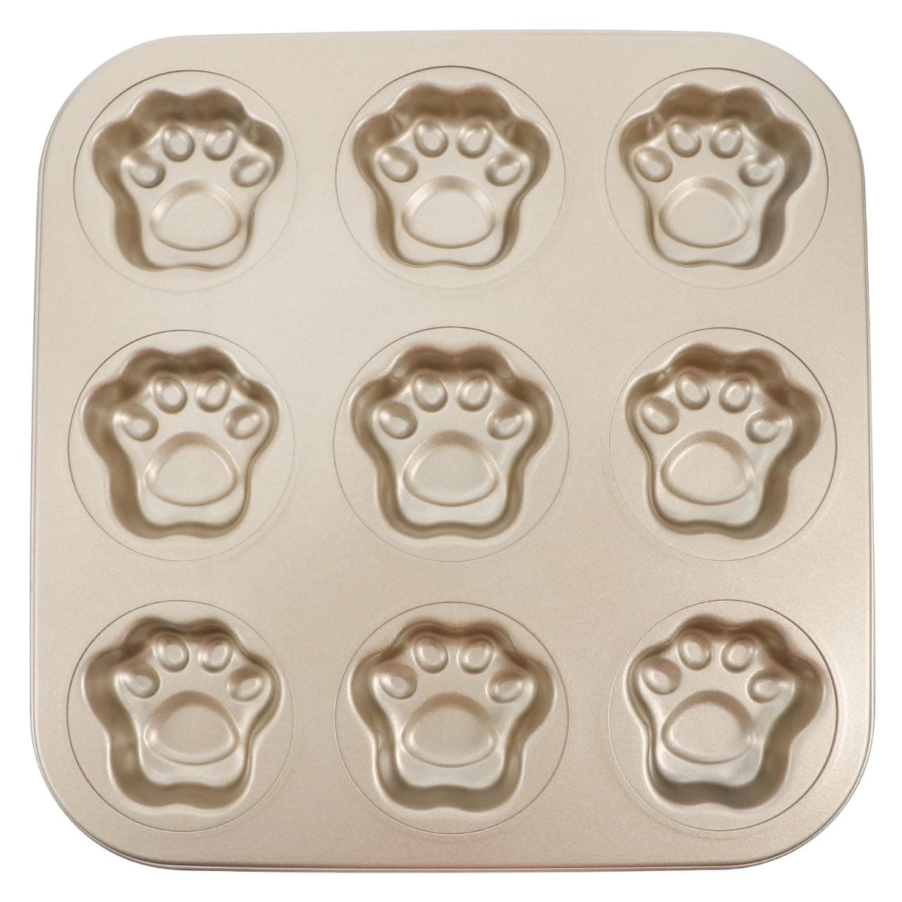 Luxshiny Round Cake Pans Muffin Pan 9 Cup Cat Paw Shaped Cupcake Baking Pan Nonstick Mini Fondant Pans Steel Cookies Molds Muffin Pie Mould for Home Restaurant Fondant Molds
