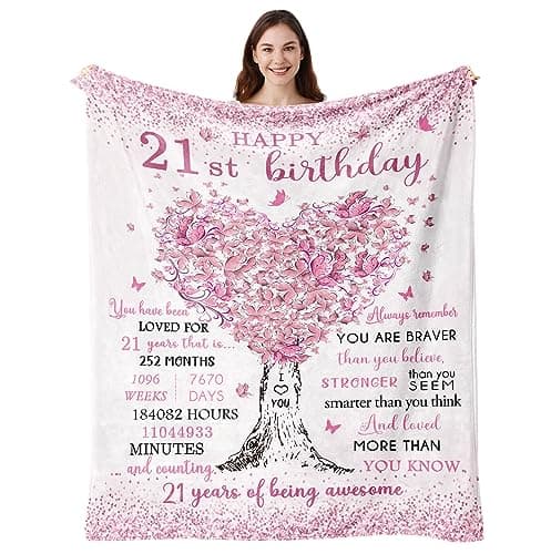 21st Birthday Gifts for Her, 21st Birthday Decorations, 21 Year Old Birthday Gifts for Her, Gifts for 21st Birthday Female, Best Gifts for 21 Year Old, 21st Birthday Gift Ideas Blanket 50"X60"