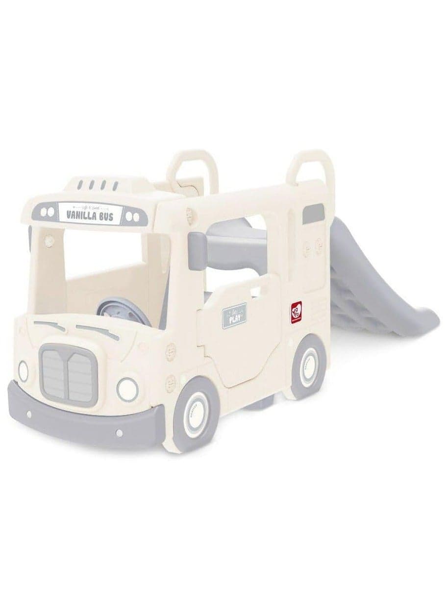 YaYa Y2008 Vanilla Compact Bus Slide for Kids – Indoor & Outdoor Playset for Kids, Safe Play Area, Handrails, Lights & Sounds, Toddler Slide & Playhouse, White