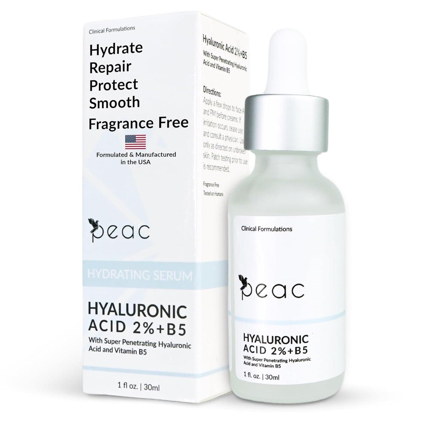Hyaluronic Acid 2 B5 Serum 30ml1oz USA Made All Skin Types Hyaluronic Acid for Face Hydrating Plumping Lightweight Fragrance Free Skincare Moisturizing Face Serum for Women