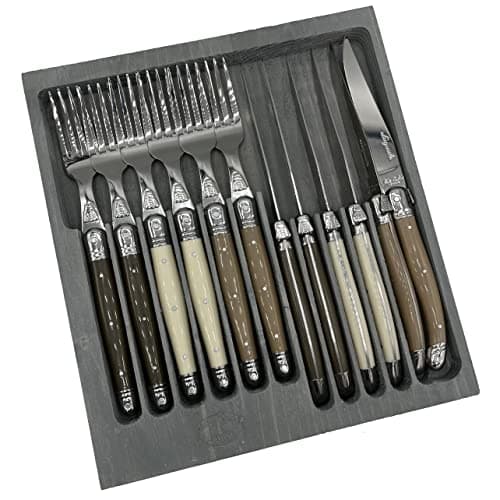 Jean Dubost Laguiole 12-Piece Knife Set, Linen, JD93232