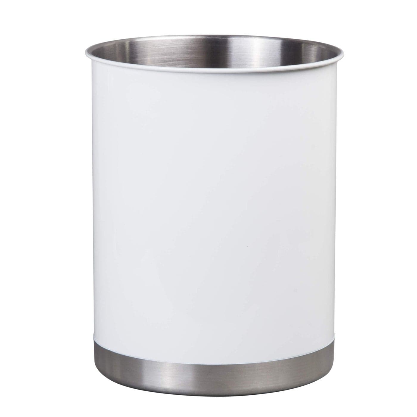 Creative Home Heavy Gauge Stainless Steel Tool Crock Utensil Flatware Holder Small 5 Diam x 614 H White