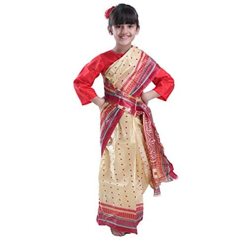 FancyDressWale Assamese Traditional Bihu Dress for 9-11 Years Girls Multicolour