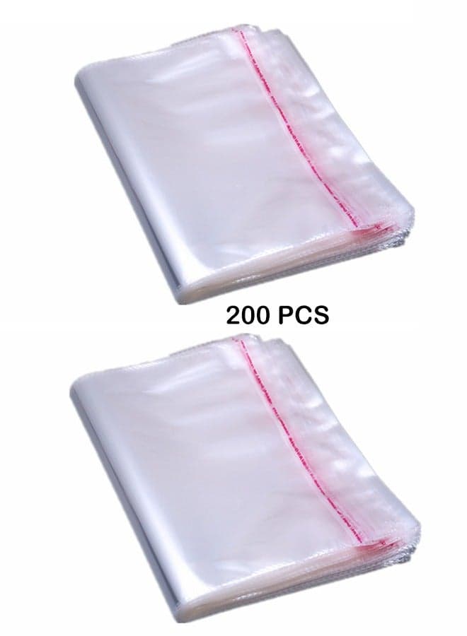 200 Piece of Transparent Plastic Cellophane Bags for Packaging, Storing and Travel (25x35cm)