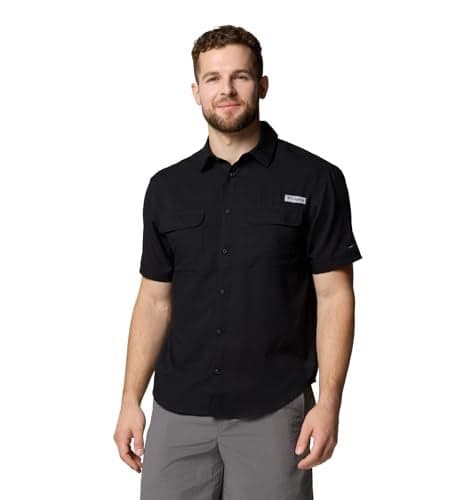 Columbia Mens PFG Backwater Short Sleeve Shirt Black Large