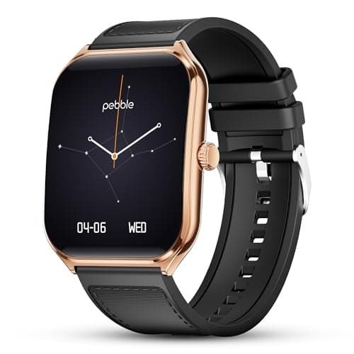 Pebble Newly Launched Royale Edge 1.93” Curved AMOLED Display Smartwatch with Always-On Display | Premium Slim Design| Rotating Crown | Bluetooth Calling | Health Suite | Premium Strap - Jet Black