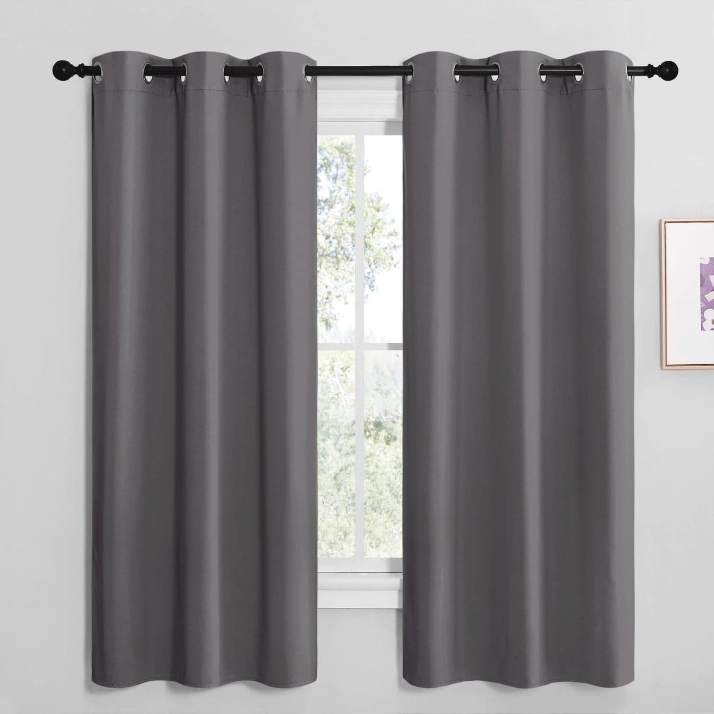 NICETOWN Grey Blackout Curtain Panels for Bedroom Thermal Insulated Grommet Top Blackout Draperies and Drapes for Basement 2 Panels W42 x L68inch Grey
