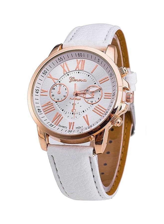 Women's Water Resistant Leather Analog Watch AWNTG-01-W0169 - 37 mm - White