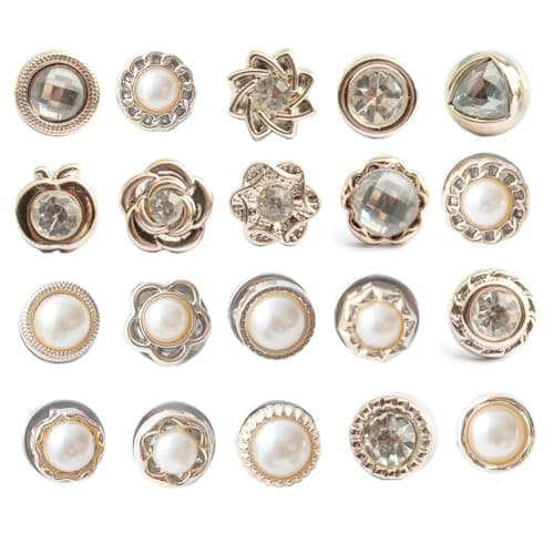 HEAVY DRIVER® 20pcs Brooch Pins for Women - Cover Up Button Pins Instant Button Jeans & Shirt Safety Brooch Enamel Modesty Pins Pearl Brooch Buttons for DIY Clothing Dress Coat