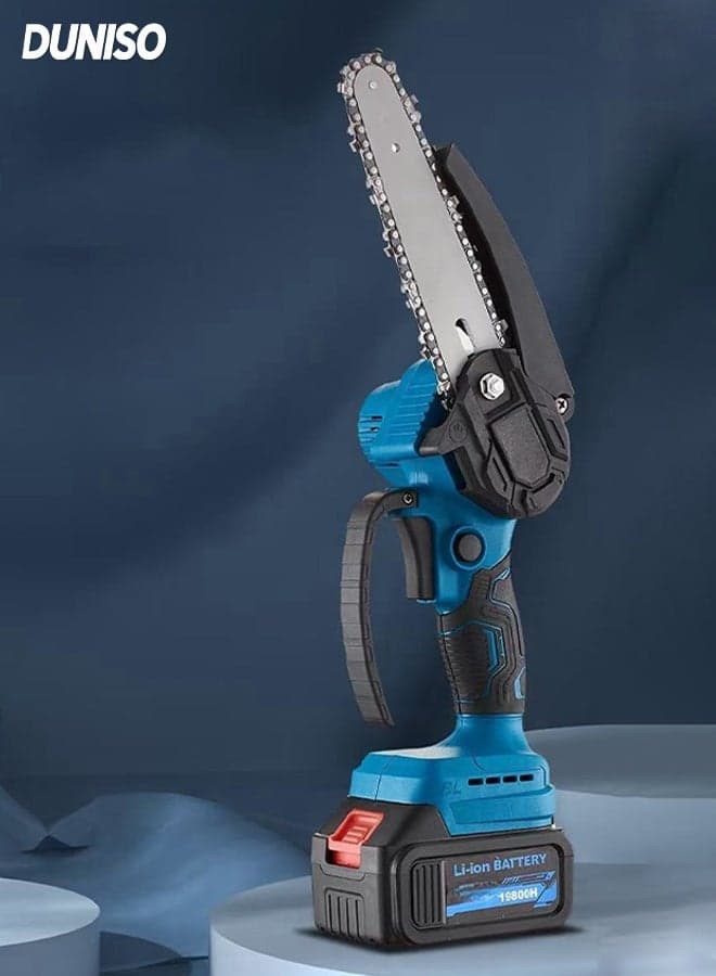 6-inch Mini Cordless Chainsaw,Portable Rechargeable Electric Pruning Saw with Storage Box,Battery Powered Electric Chainsaw with 1 Batteries and 1 Chains,for Wood Cutting, Branch Pruning, and Gardening