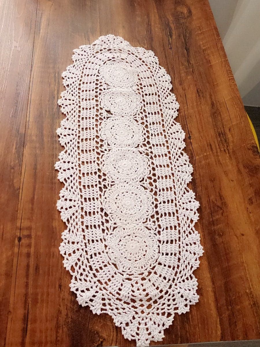 Laivigo Handmade Crochet Lace Oval Lucky Flower Tablecloth Table Runner Doilies Doily12 x 51InchWhite