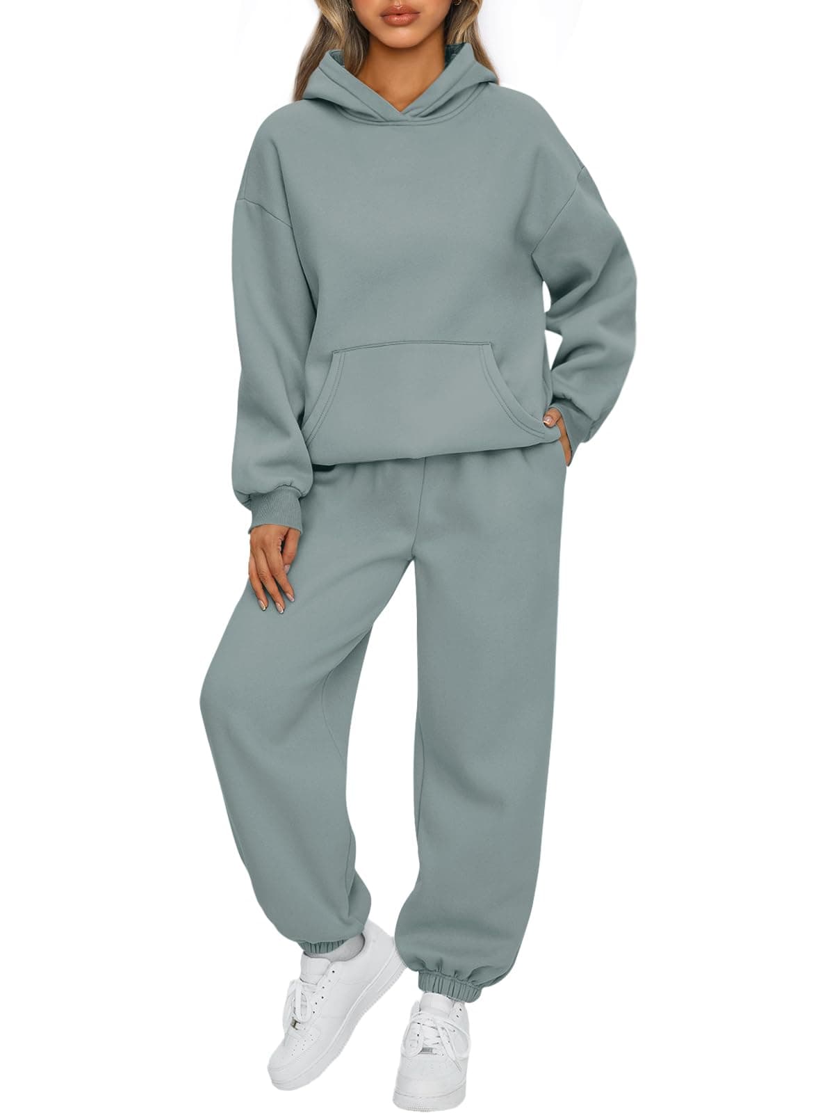 AUTOMET Sweatsuits Women 2 Piece Outfit Lounge Two Piece Sets Fall Fashion 2025 Tracksuits Oversized Sweatshirt and Sweatpants Casual Teen Girls Clothing LightGreen L