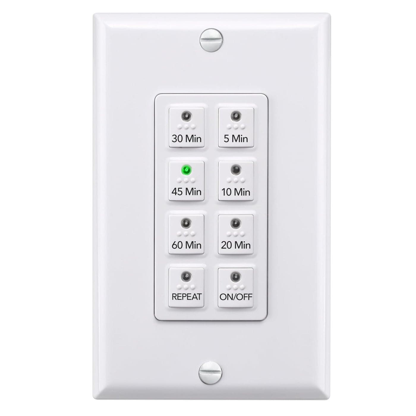 BNLINK Countdown Digital Wall Timer Switch for Exhaust Fan with Push Button 51020304560mins Bathroom Fan Light Switch Timer Indoor Neutral Required Wall Plate Included White ETL Listed