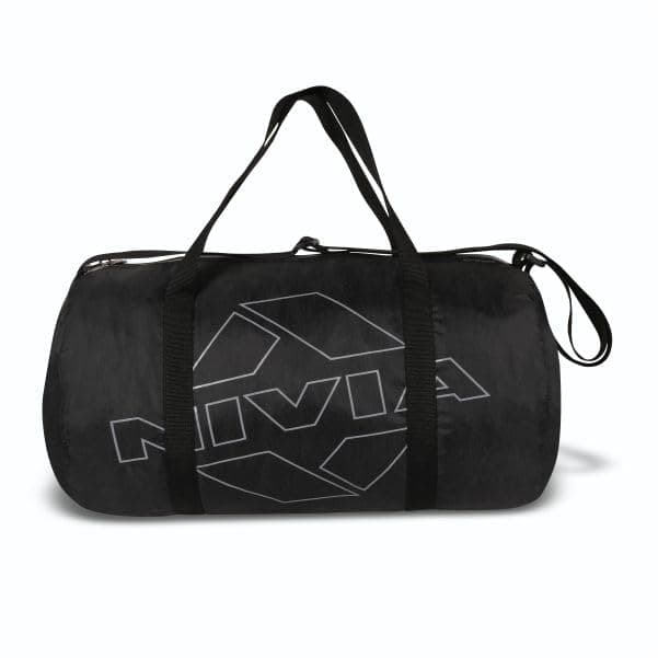 Nivia Enfold 2.0 Duffle Polyester Gym Bag, Sports & Fitness Bag for Men & Women with Adjustable Shoulder Strap, Quick Access Pocket, Travel, Workout, Training (Black-Grey), Capacity- 18L