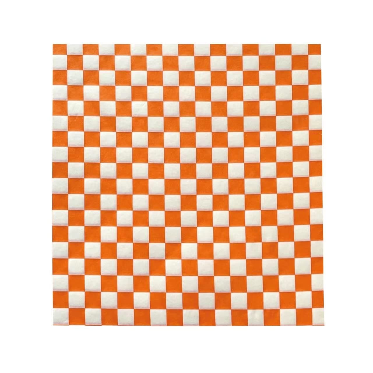 200 Sheets Orange and White Checkered Food Wrapping Paper Dry Waxed Deli Paper Paper Liners for Plastic Food Basket Bread and Sandwich Wrap Paper 12x12 Orange
