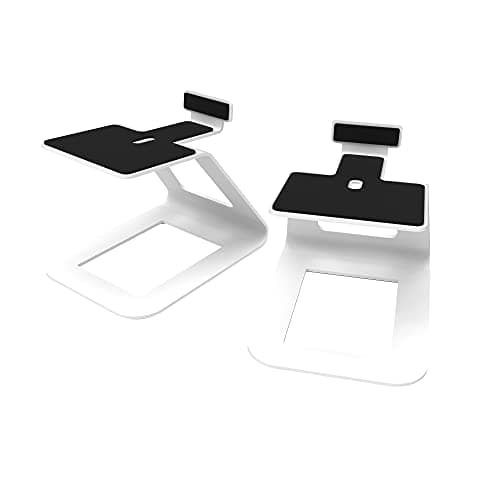 Kanto SE6 Elevated Desktop Speaker Stands for Large Bookshelf Speakers & Full-Size 5”-7” Studio Monitors | 6.9” Tall | Supports 22 lbs | Damping 2.5 mm Silicone Padding | ¼”-20 Mounting | Pair | White