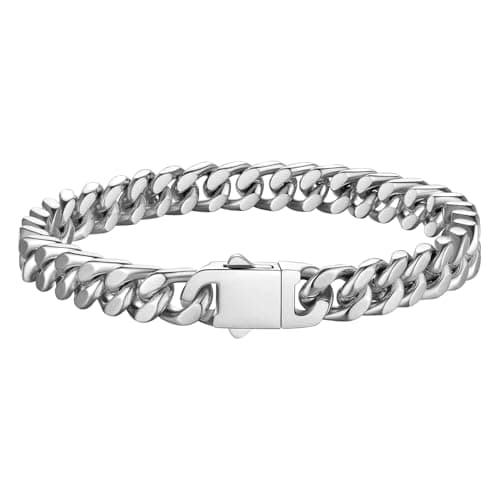 Peora Silver Plated Stainless Steel Link Bracelet Fashion Jewellery for Men & Boys