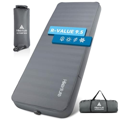 Hikenture 4 INCH Thick Self Inflating Sleeping Pad with 95 R Value Comfort Plus Camping Mattress with Pump Sack Inflatable Foam Insulated Camping Pad Portable Camping Mat for 4Season