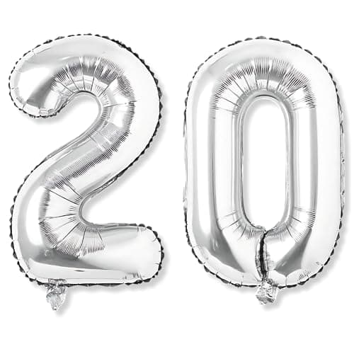 Flyloons 20 number Silver Foil Balloon 16 inch Size Birthday Decoration Items Pack of 2 | 20th Year Balloons | Twenty